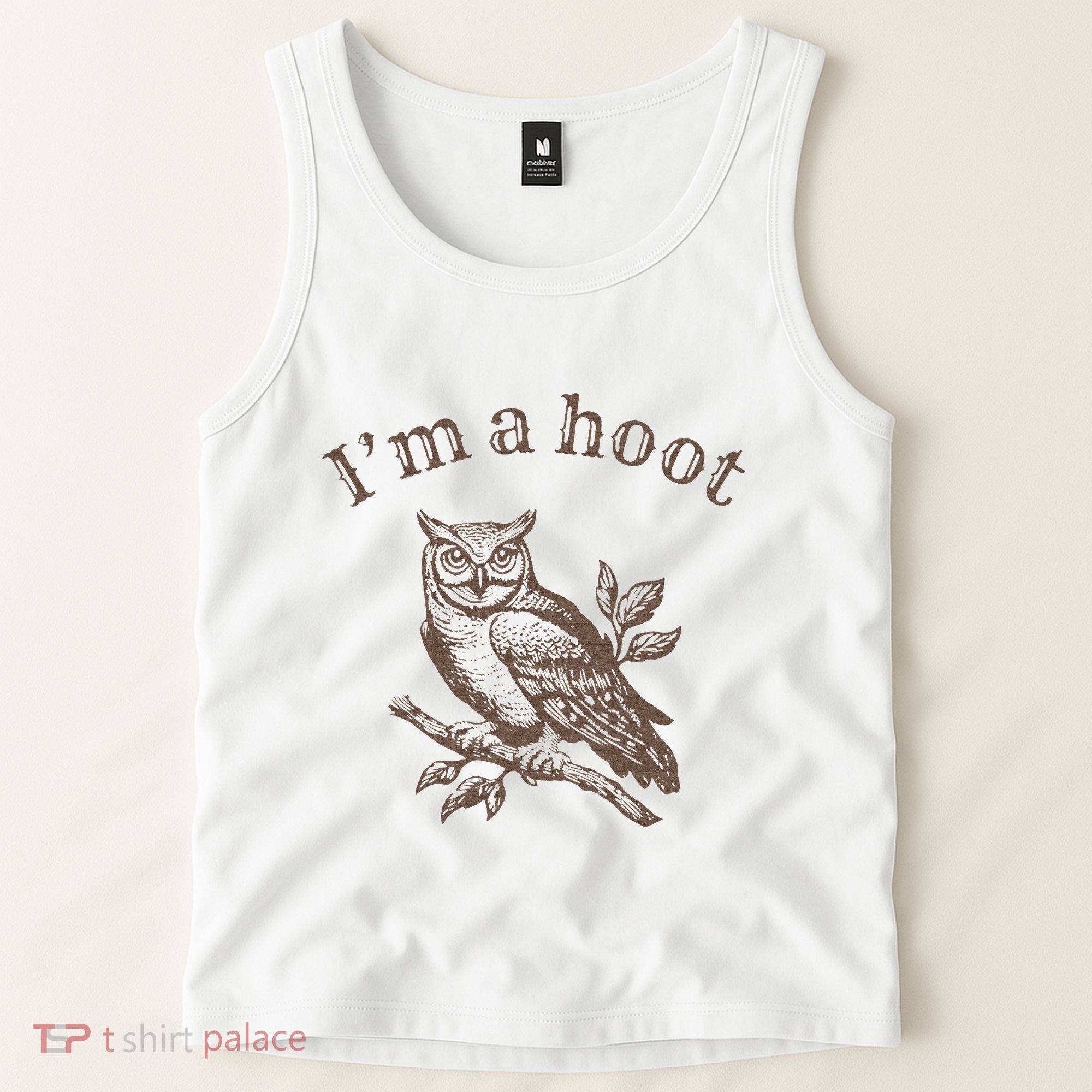 Retro IM A Hoot Owl Bird Pun Sarcastic Jokes Women Tank Top