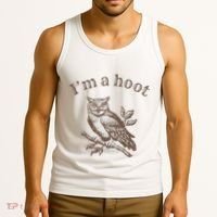 Retro IM A Hoot Owl Bird Pun Sarcastic Jokes Women Tank Top thumb 3
