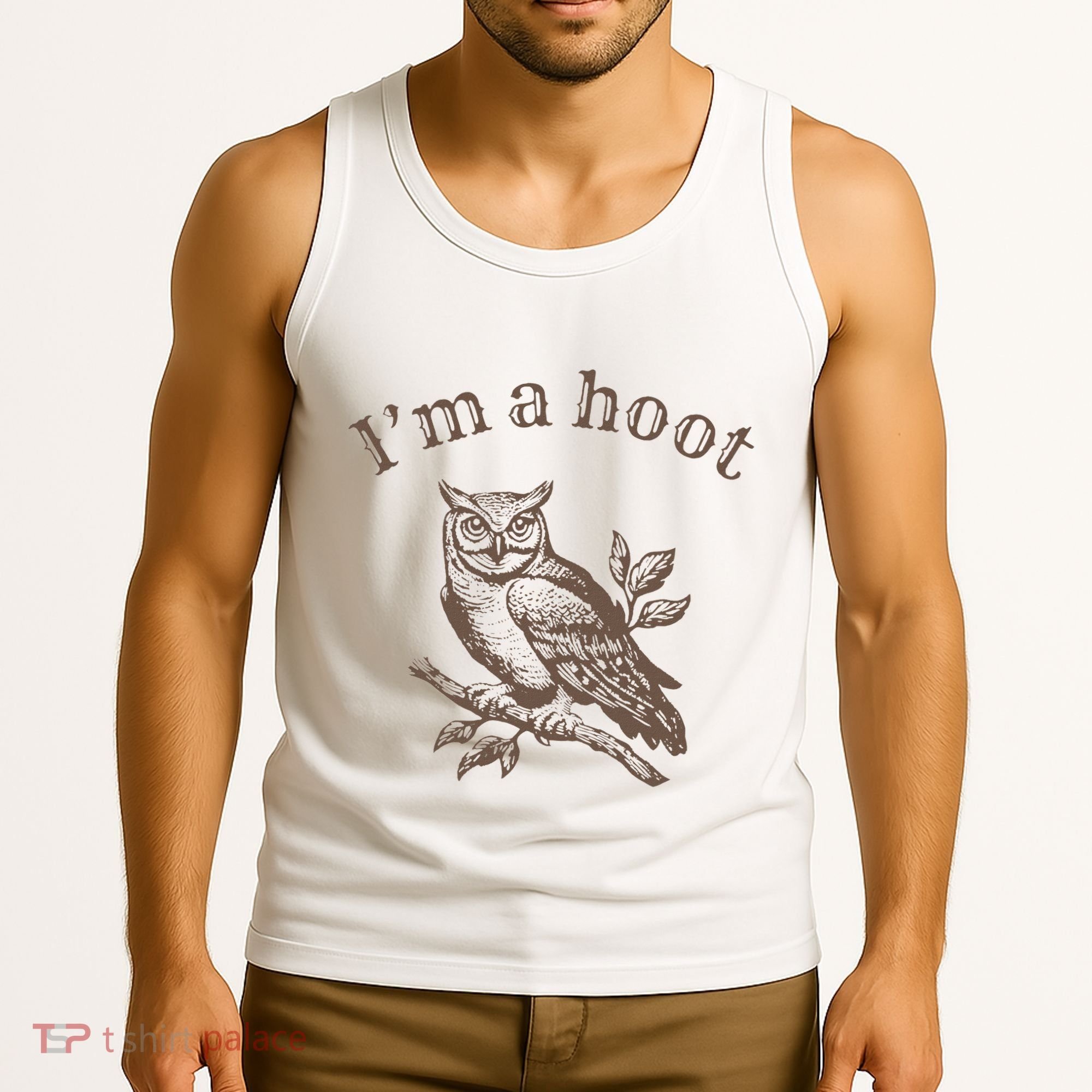 Retro IM A Hoot Owl Bird Pun Sarcastic Jokes Women Tank Top