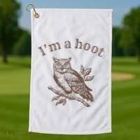 Retro IM A Hoot Owl Bird Pun Sarcastic Jokes Women Golf Towel thumb 1