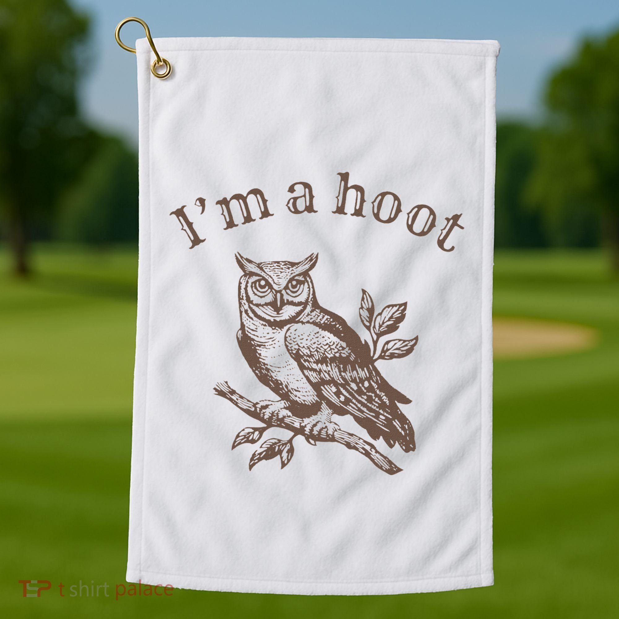 Retro IM A Hoot Owl Bird Pun Sarcastic Jokes Women Golf Towel