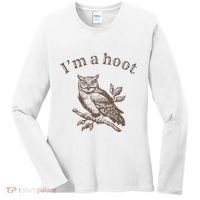 Retro IM A Hoot Owl Bird Pun Sarcastic Jokes Women Women's Long Sleeve Shirt thumb 0