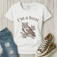 Retro IM A Hoot Owl Bird Pun Sarcastic Jokes Women Women's T-Shirt thumb 3