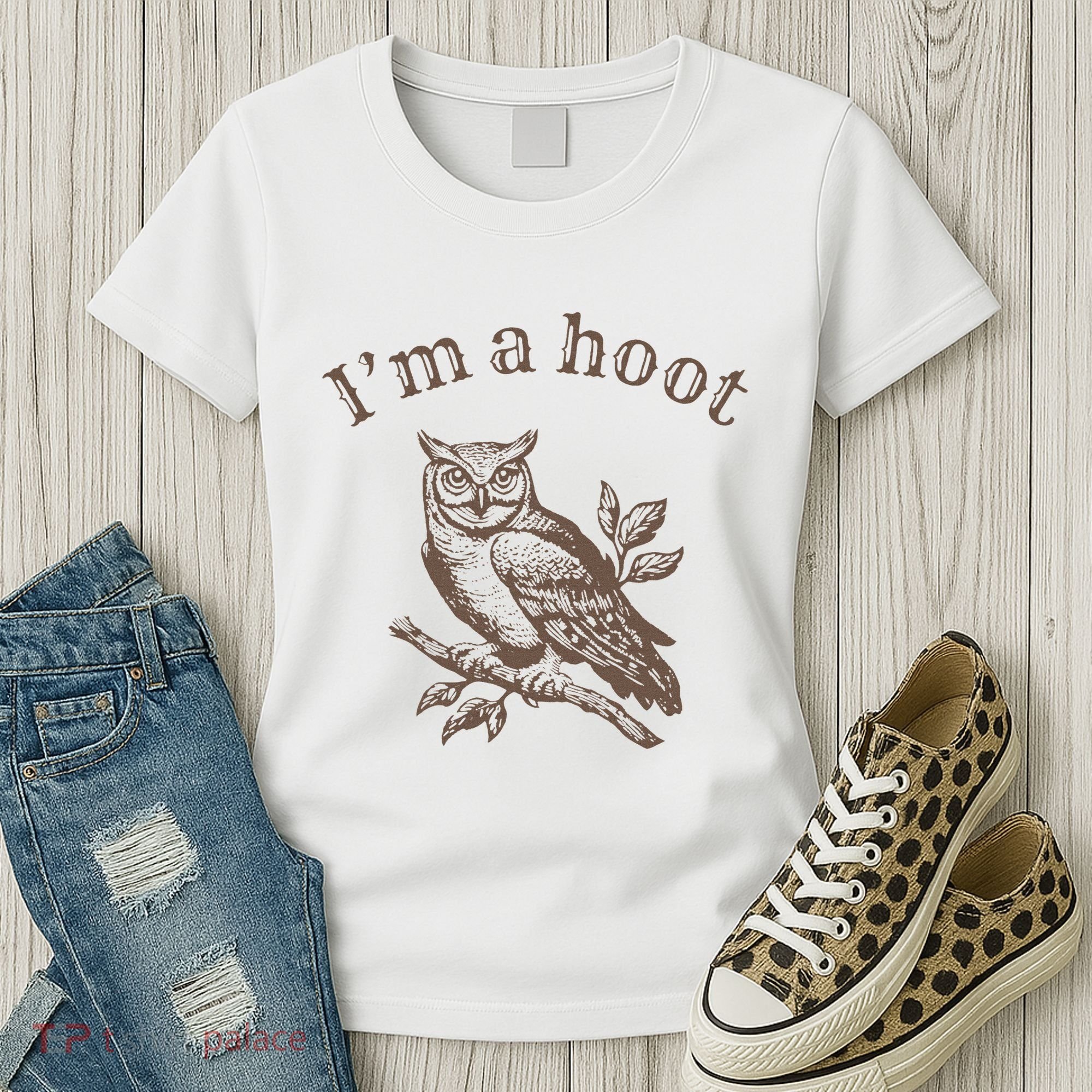 Retro IM A Hoot Owl Bird Pun Sarcastic Jokes Women Women's T-Shirt