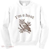 Retro IM A Hoot Owl Bird Pun Sarcastic Jokes Women Kids Sweatshirt thumb 0