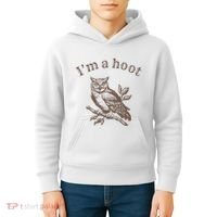 Retro IM A Hoot Owl Bird Pun Sarcastic Jokes Women Kids Hoodie thumb 4