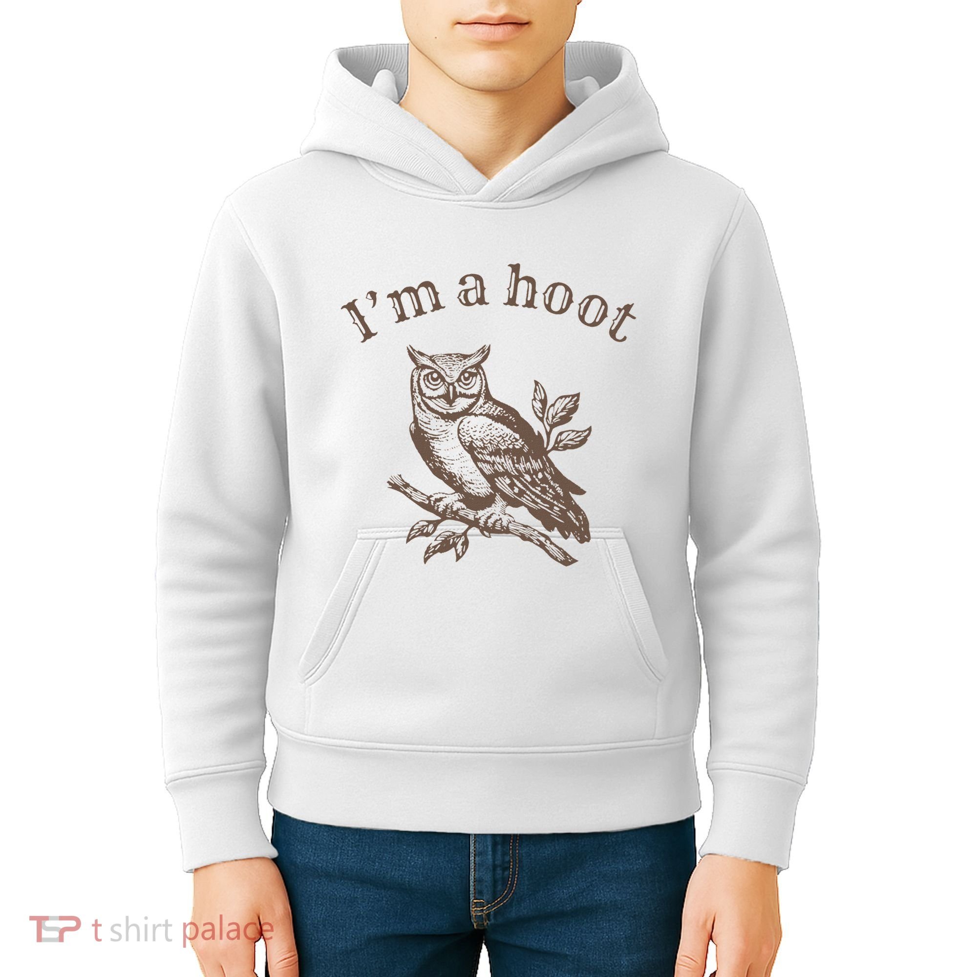 Retro IM A Hoot Owl Bird Pun Sarcastic Jokes Women Kids Hoodie