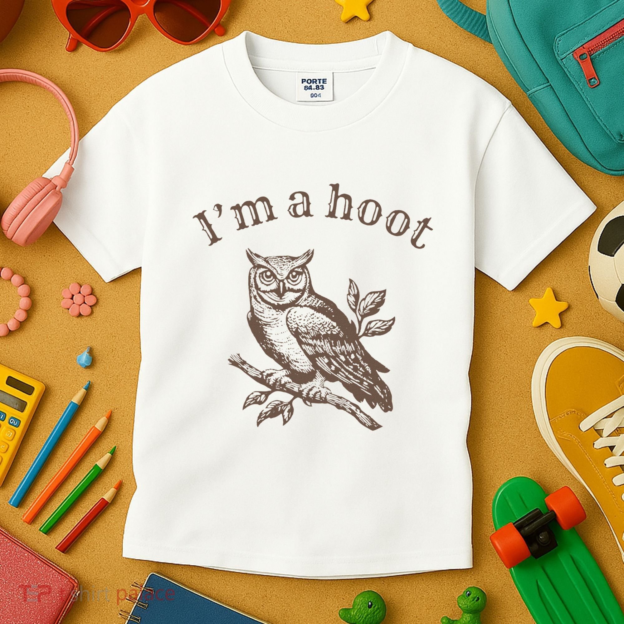 Retro IM A Hoot Owl Bird Pun Sarcastic Jokes Women Kids T-Shirt