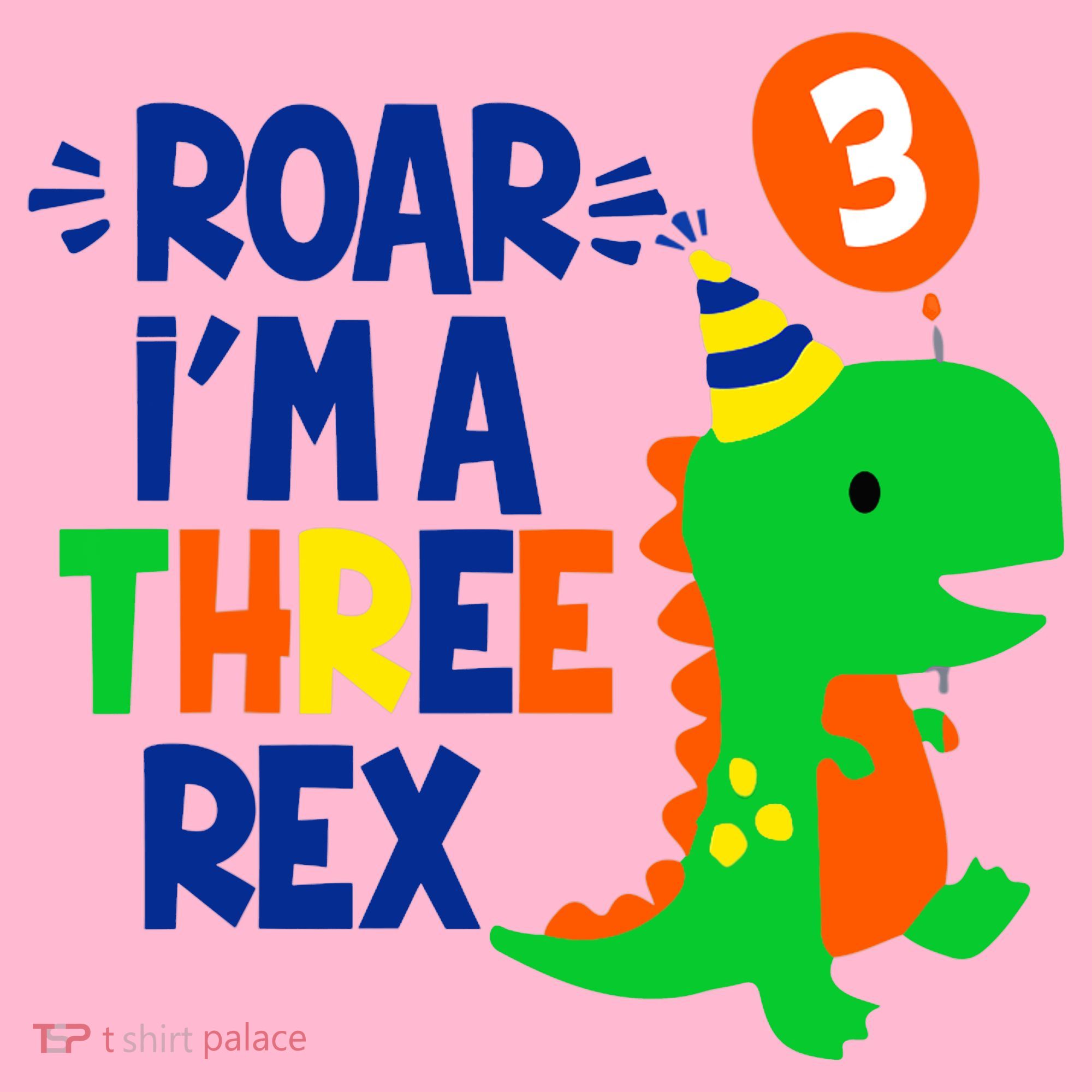 Roar I'm A Three Rex Dinosaur 3rd Birthday Boy 3 Years Bday Coaster