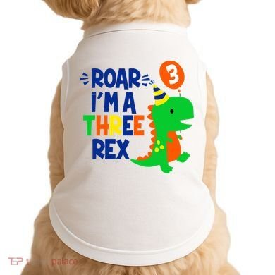 Roar I'm A Three Rex Dinosaur 3rd Birthday Boy 3 Years Bday Doggie Tank