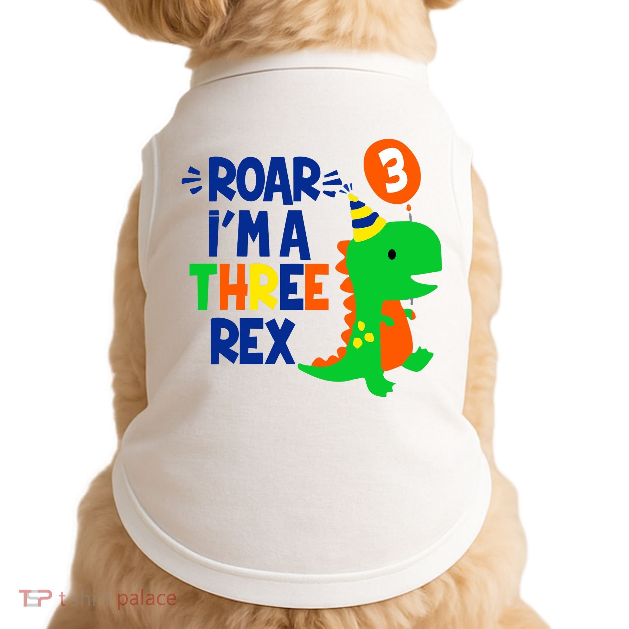 Roar I'm A Three Rex Dinosaur 3rd Birthday Boy 3 Years Bday Doggie Tank