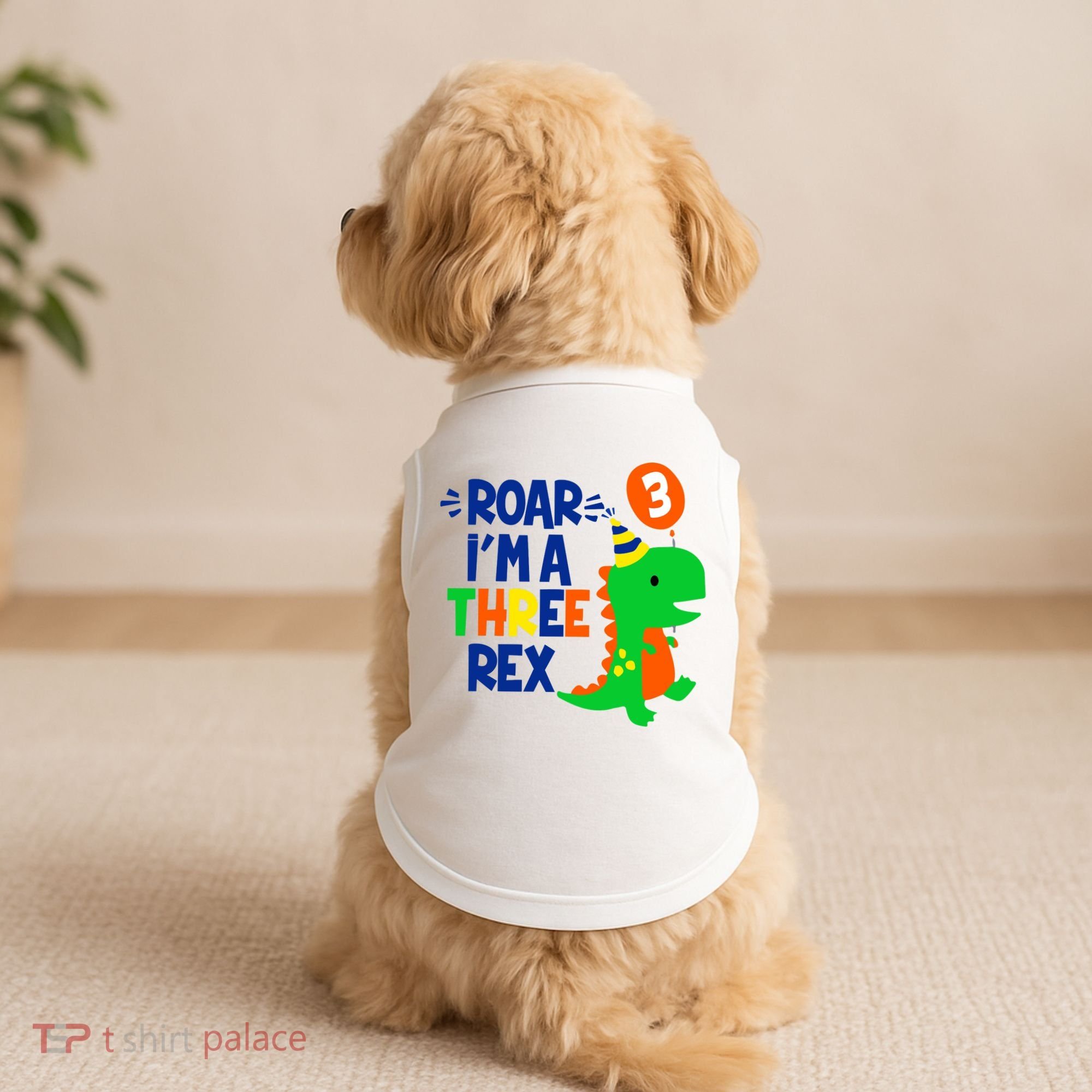 Roar I'm A Three Rex Dinosaur 3rd Birthday Boy 3 Years Bday Doggie Tank