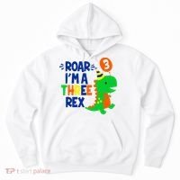 Roar I'm A Three Rex Dinosaur 3rd Birthday Boy 3 Years Bday Hoodie thumb 0