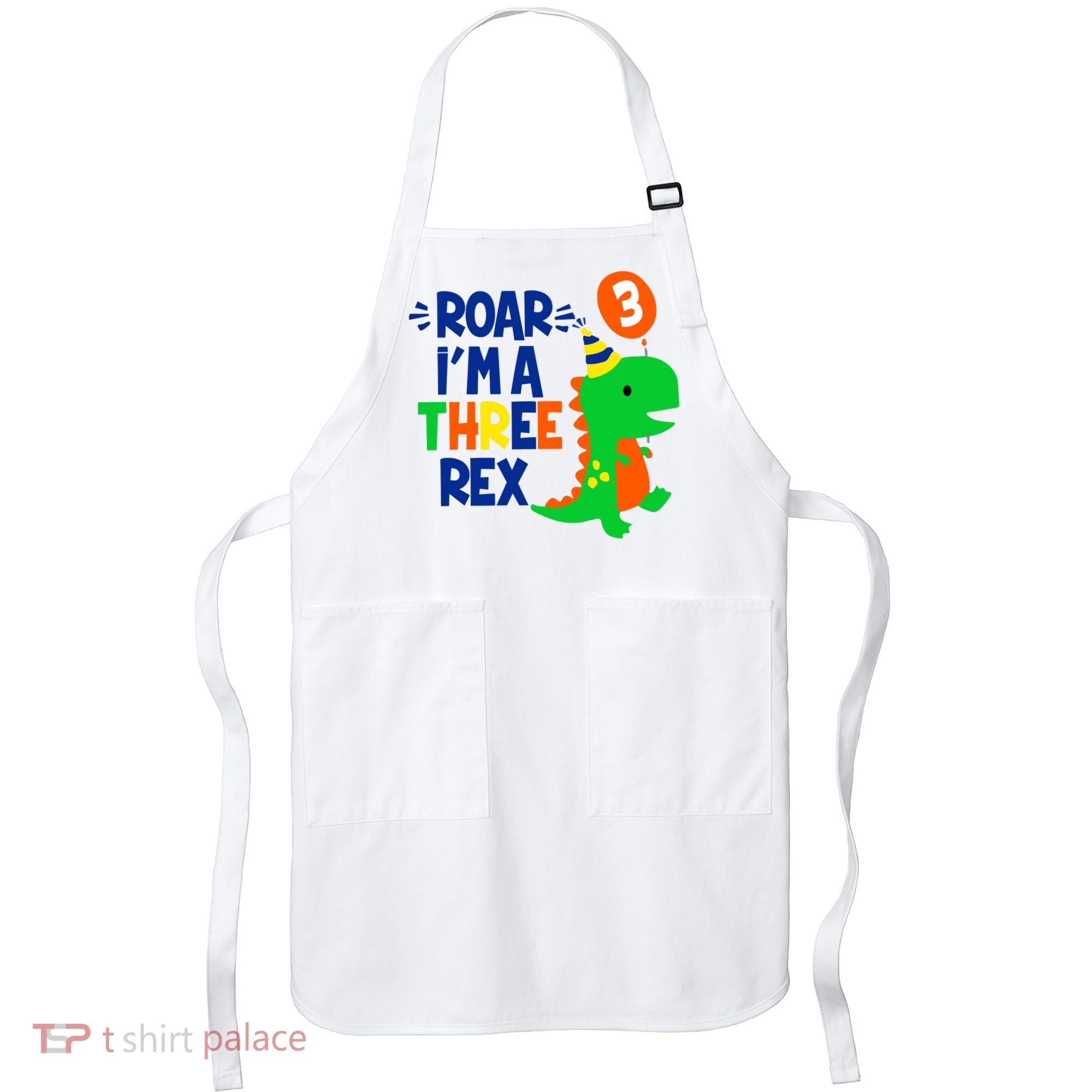 Roar I'm A Three Rex Dinosaur 3rd Birthday Boy 3 Years Bday Apron