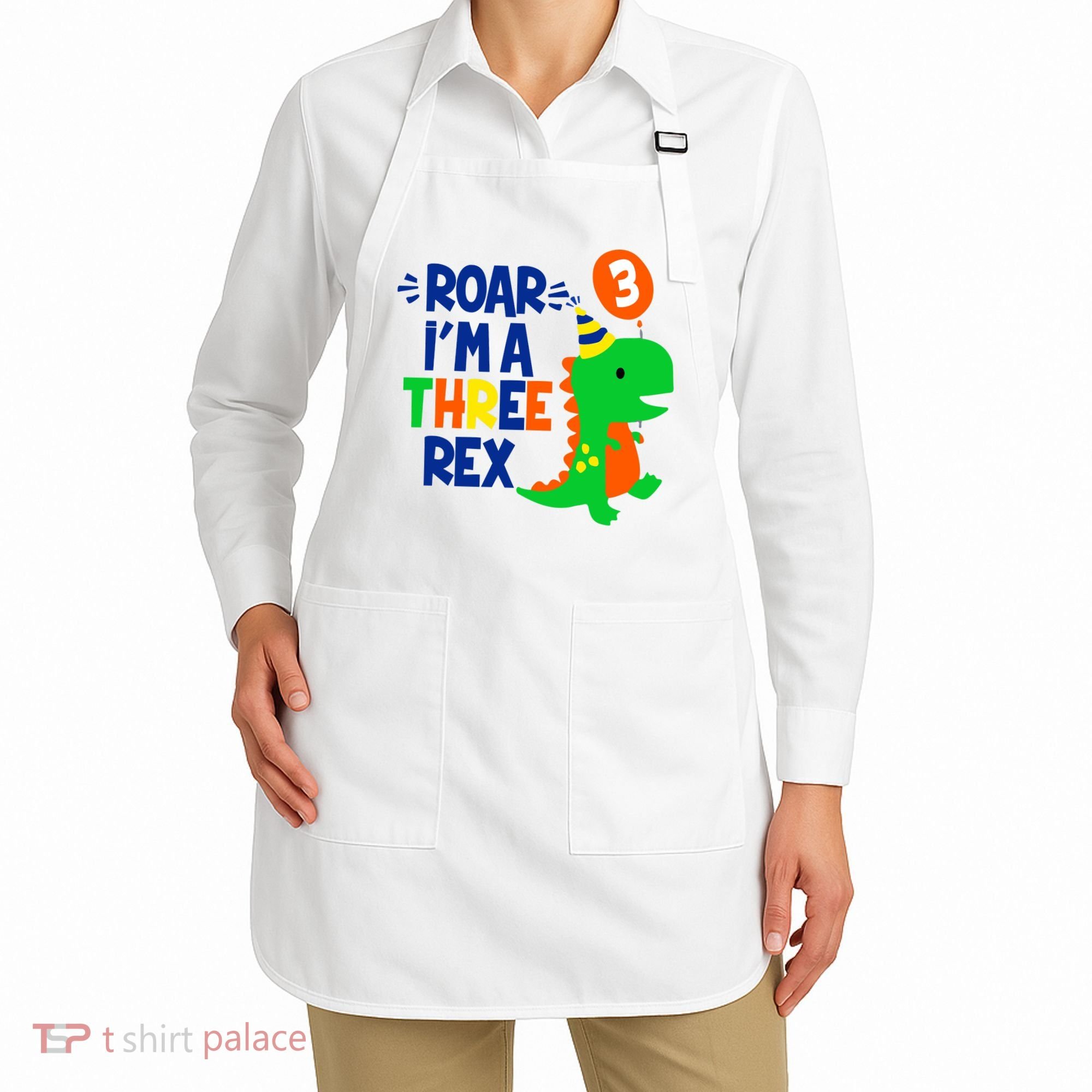 Roar I'm A Three Rex Dinosaur 3rd Birthday Boy 3 Years Bday Apron