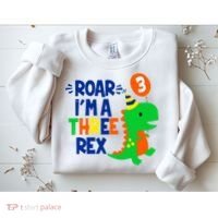 Roar I'm A Three Rex Dinosaur 3rd Birthday Boy 3 Years Bday Sweatshirt thumb 2