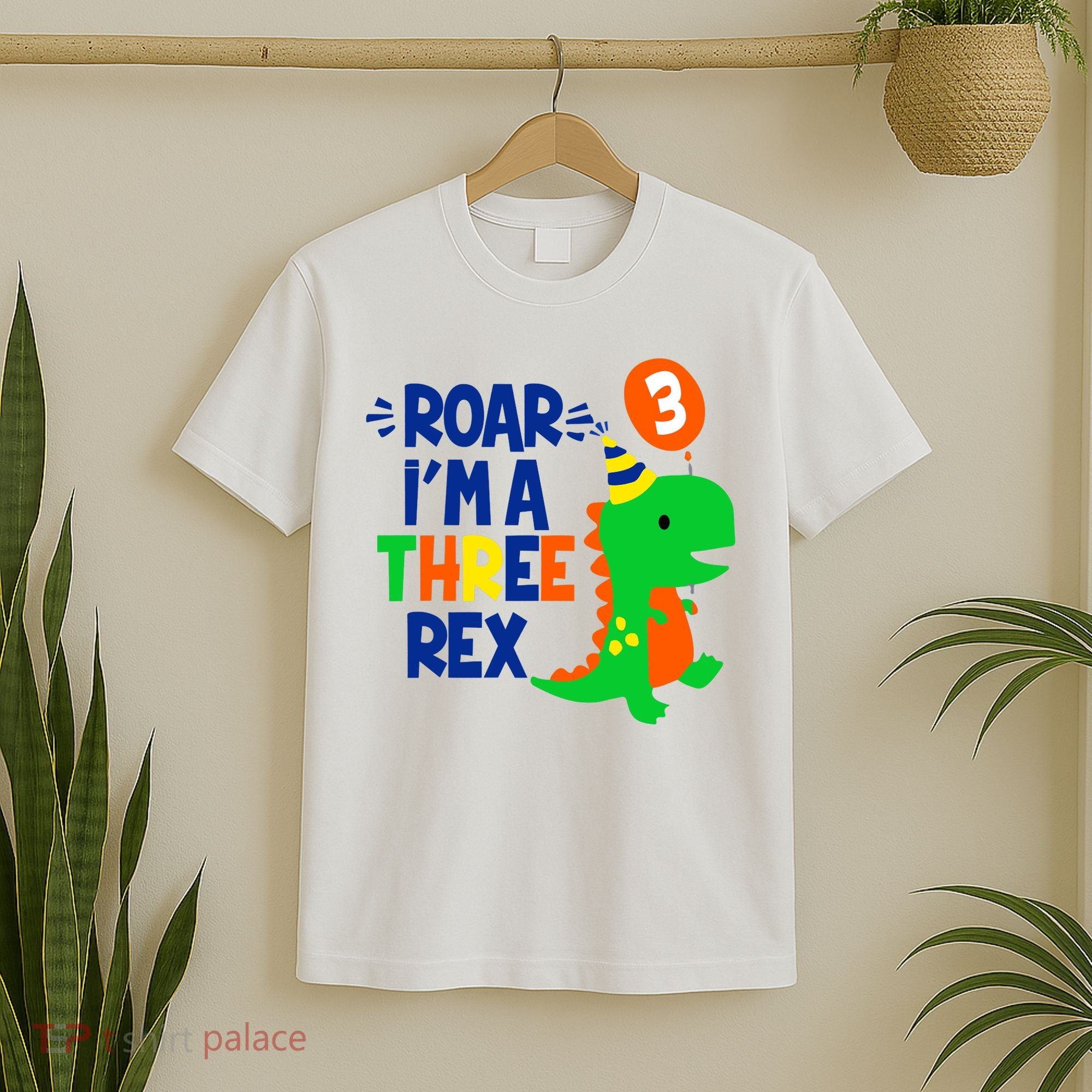 Roar I'm A Three Rex Dinosaur 3rd Birthday Boy 3 Years Bday T-Shirt