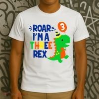 Roar I'm A Three Rex Dinosaur 3rd Birthday Boy 3 Years Bday T-Shirt thumb 3