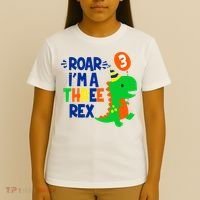 Roar I'm A Three Rex Dinosaur 3rd Birthday Boy 3 Years Bday T-Shirt thumb 4