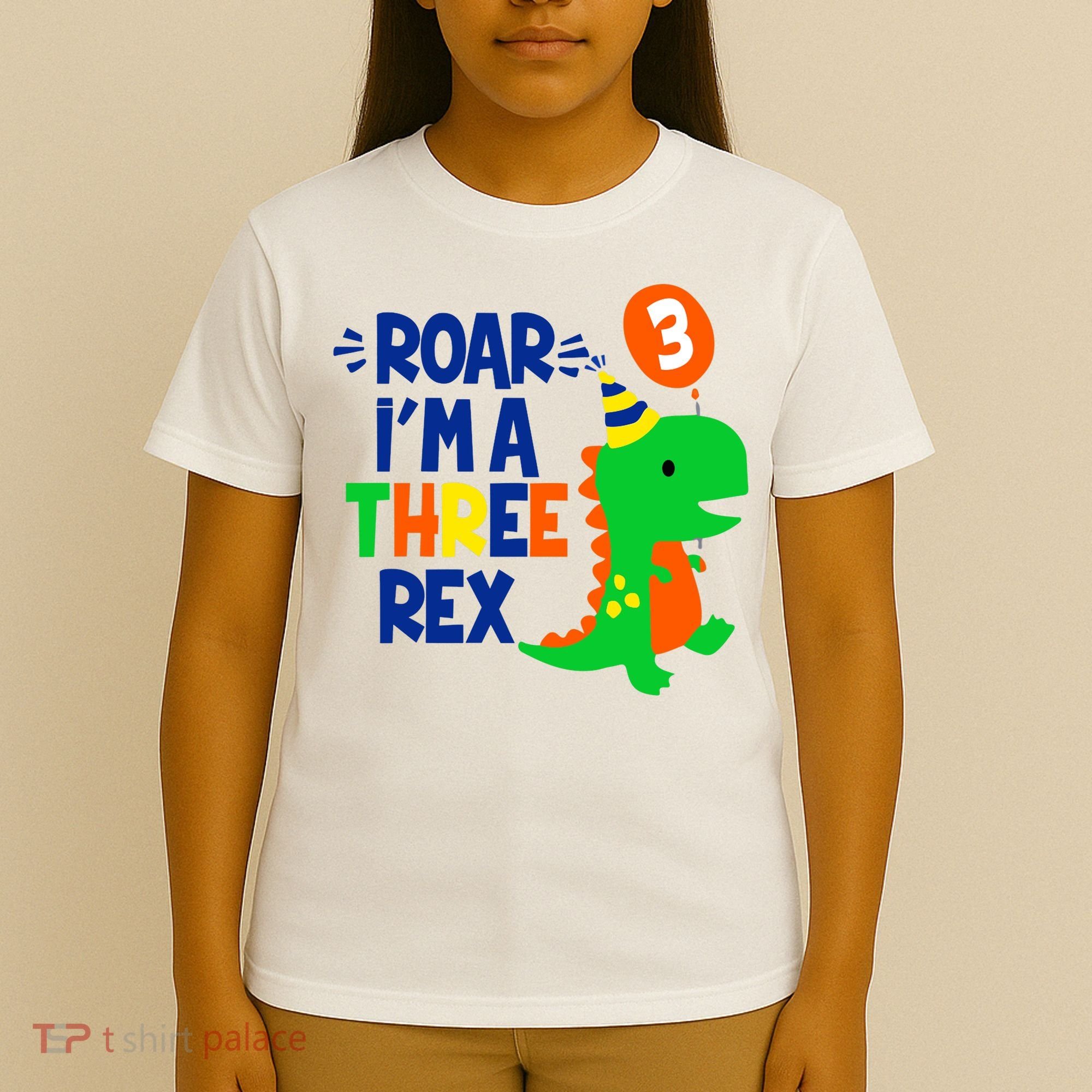 Roar I'm A Three Rex Dinosaur 3rd Birthday Boy 3 Years Bday T-Shirt