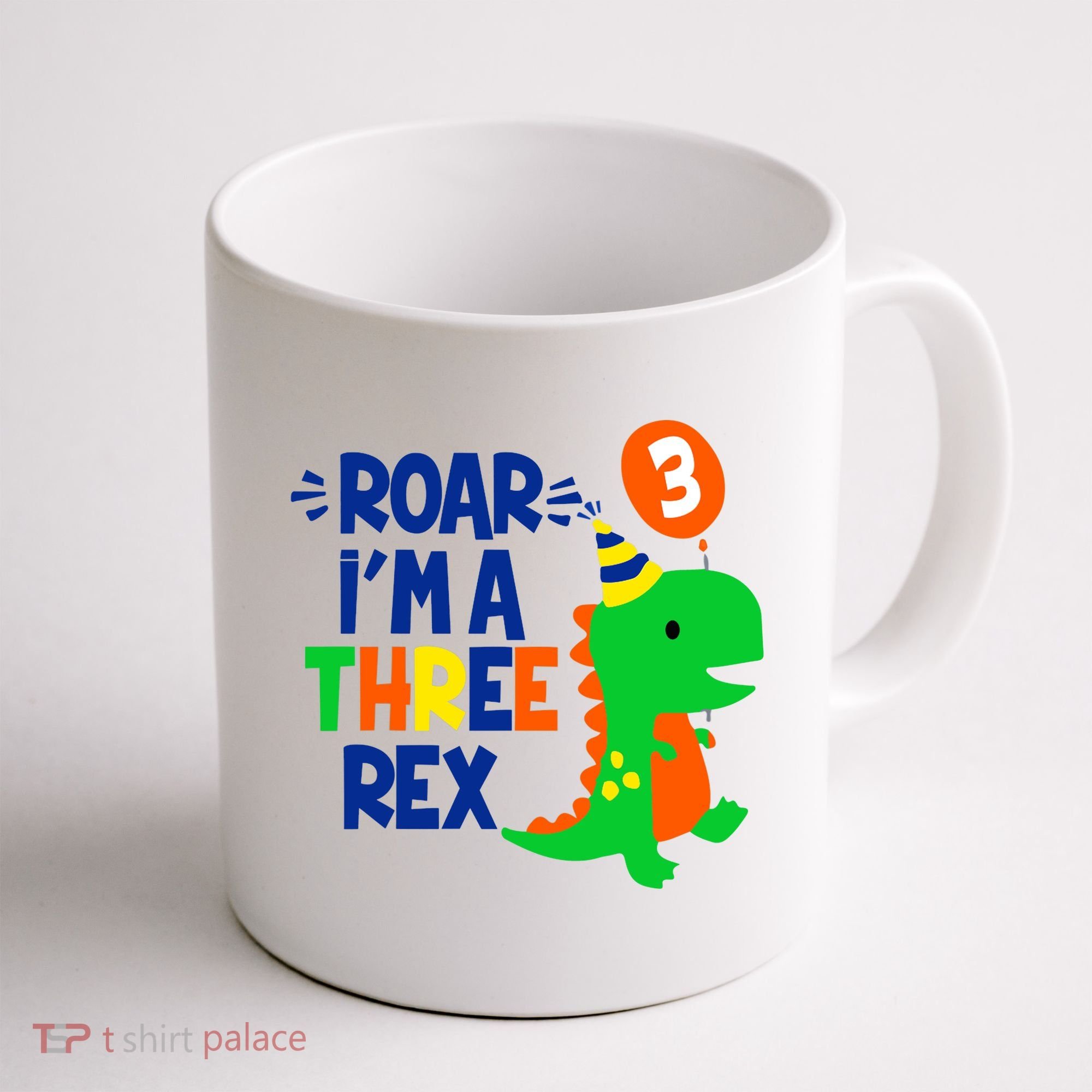 Roar I'm A Three Rex Dinosaur 3rd Birthday Boy 3 Years Bday Coffee Mug
