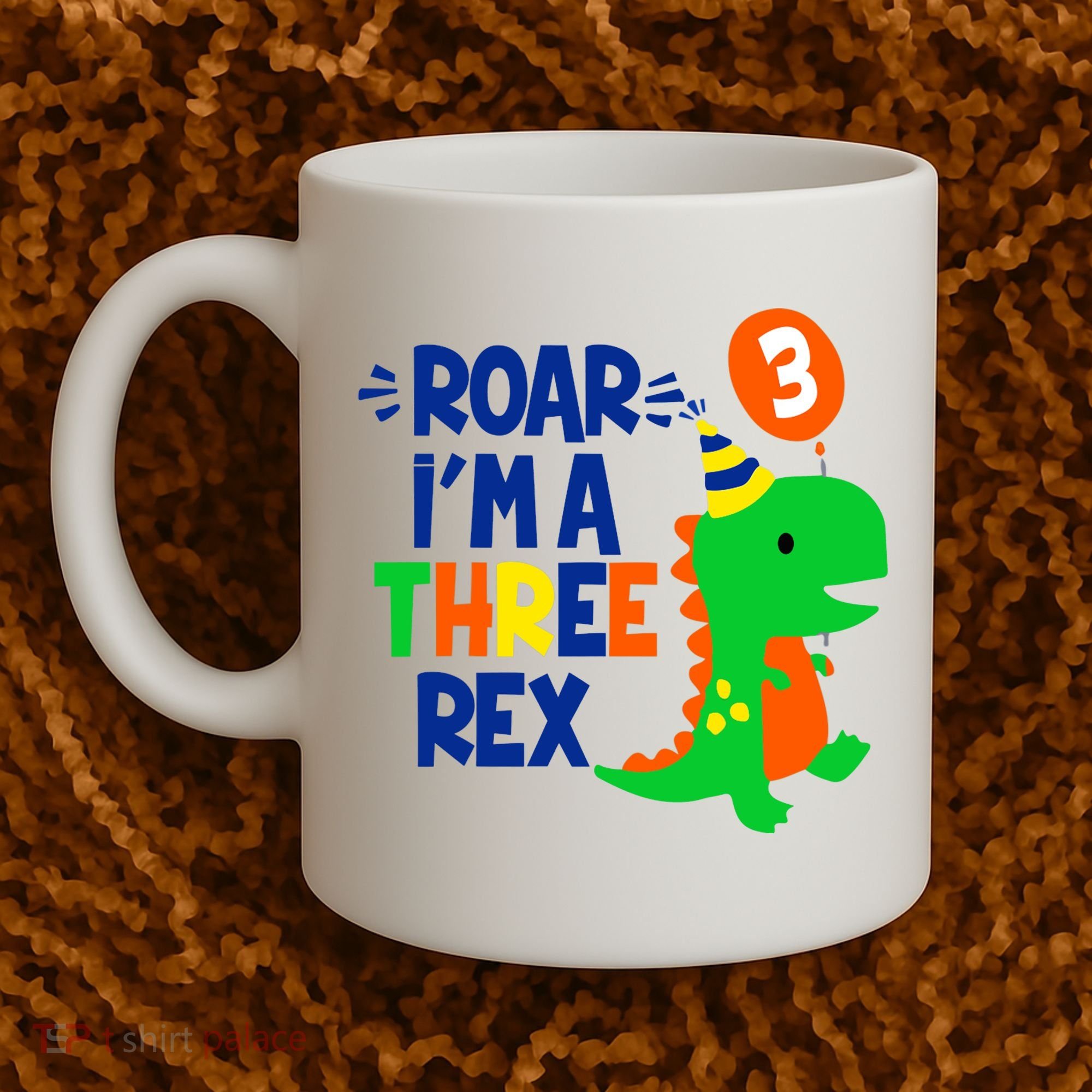 Roar I'm A Three Rex Dinosaur 3rd Birthday Boy 3 Years Bday Coffee Mug