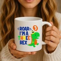 Roar I'm A Three Rex Dinosaur 3rd Birthday Boy 3 Years Bday Coffee Mug thumb 3