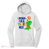 Roar I'm A Three Rex Dinosaur 3rd Birthday Boy 3 Years Bday Women's Hoodie thumb 0