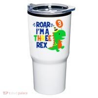 Roar I'm A Three Rex Dinosaur 3rd Birthday Boy 3 Years Bday Tumbler thumb 0