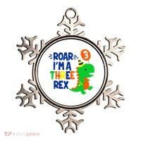 Roar I'm A Three Rex Dinosaur 3rd Birthday Boy 3 Years Bday Ornament thumb 0