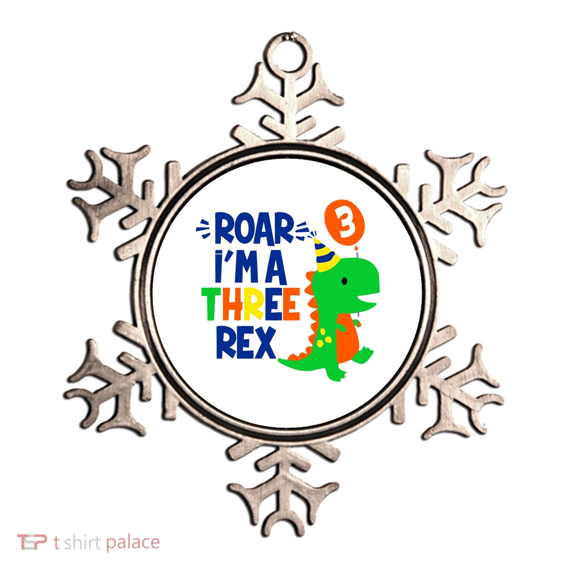 Roar I'm A Three Rex Dinosaur 3rd Birthday Boy 3 Years Bday Ornament