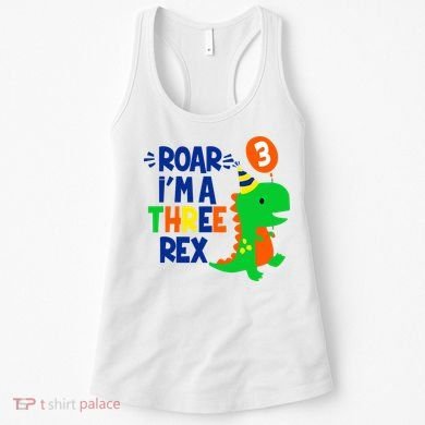 Roar I'm A Three Rex Dinosaur 3rd Birthday Boy 3 Years Bday Women's Tank Top