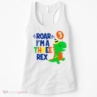 Roar I'm A Three Rex Dinosaur 3rd Birthday Boy 3 Years Bday Women's Tank Top thumb 0