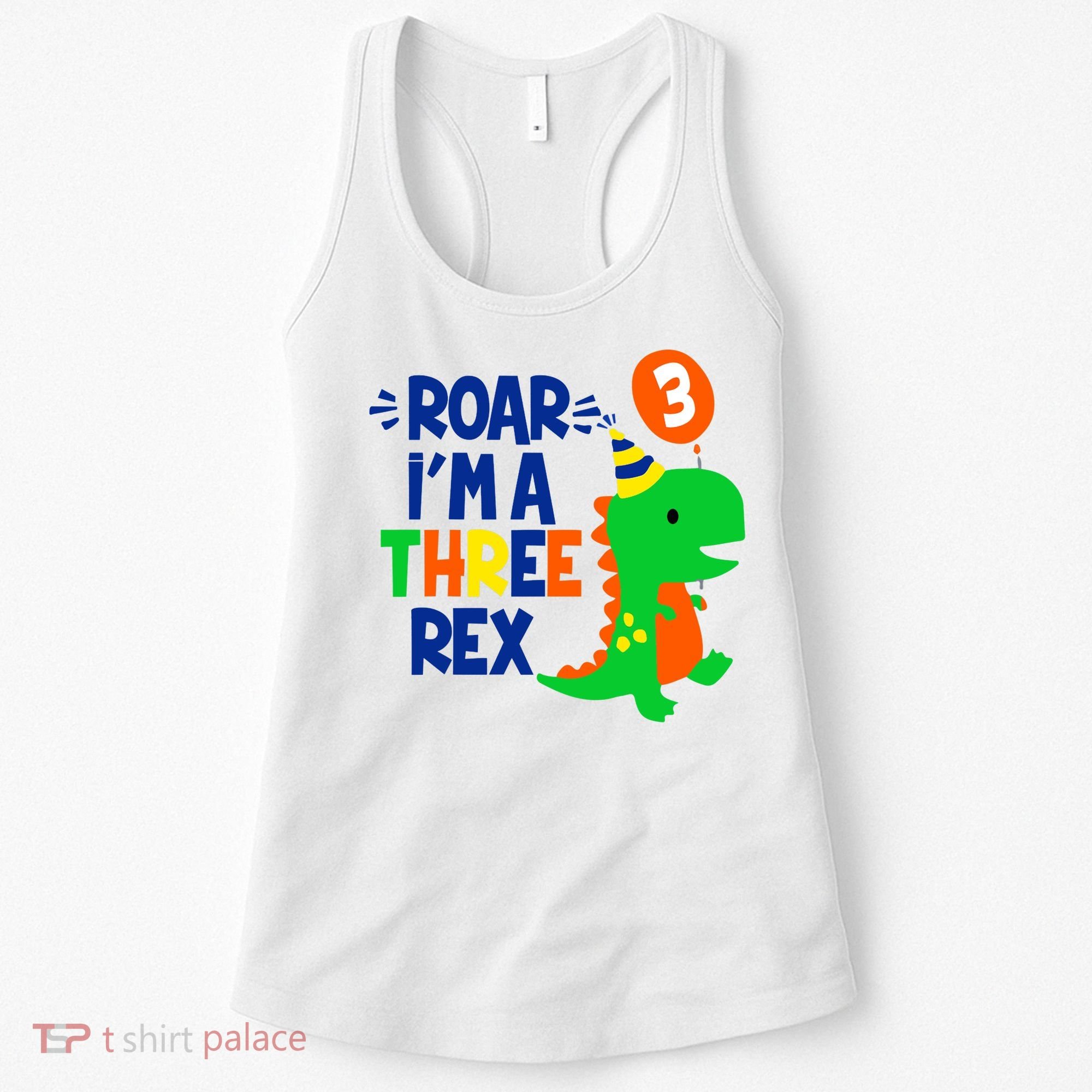 Roar I'm A Three Rex Dinosaur 3rd Birthday Boy 3 Years Bday Women's Tank Top