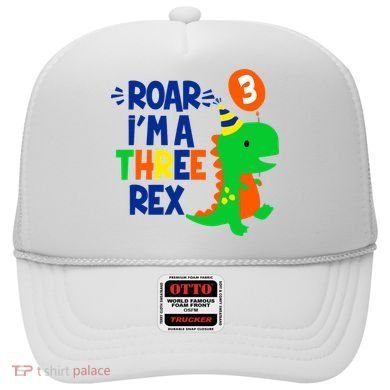 Roar I'm A Three Rex Dinosaur 3rd Birthday Boy 3 Years Bday Hat