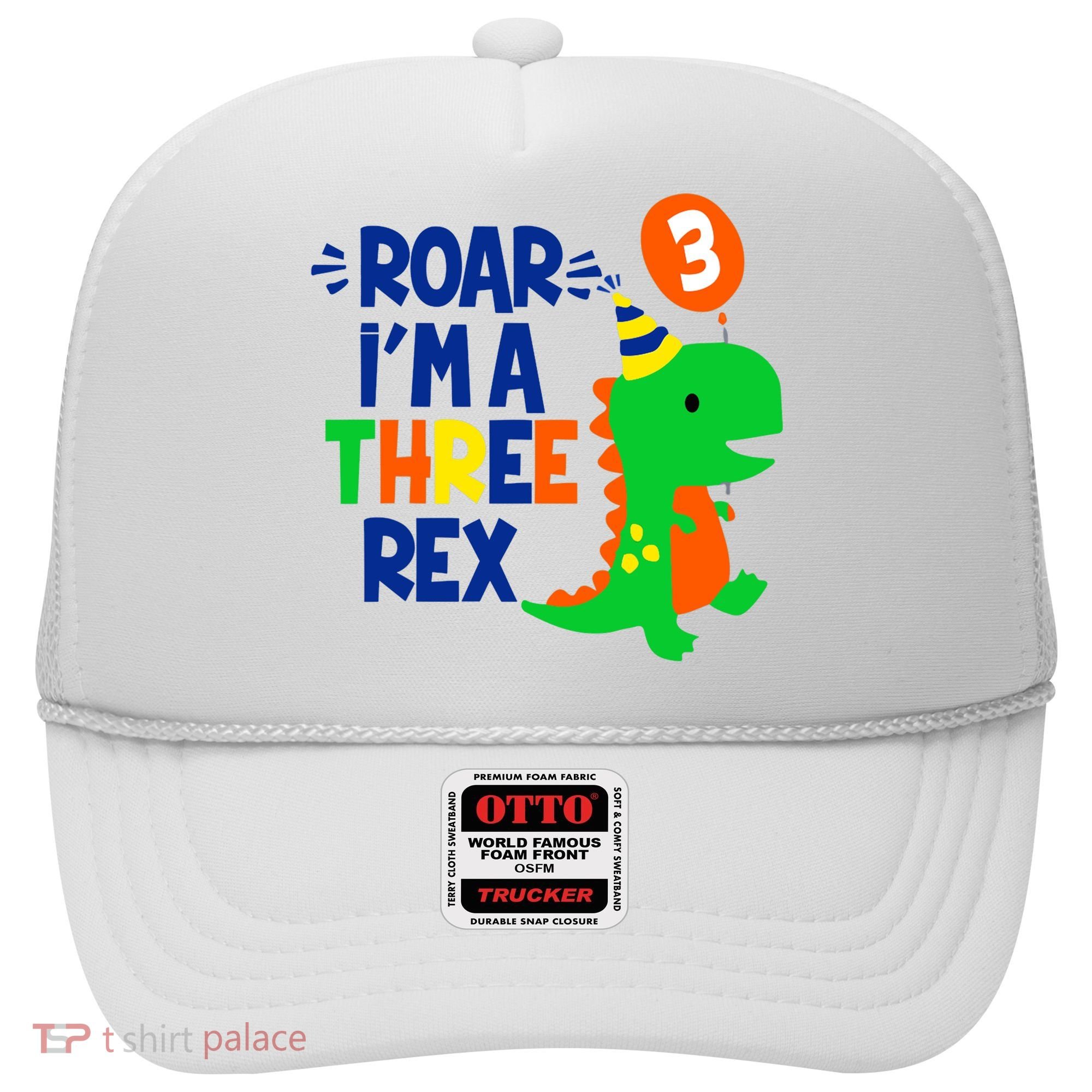 Roar I'm A Three Rex Dinosaur 3rd Birthday Boy 3 Years Bday Hat