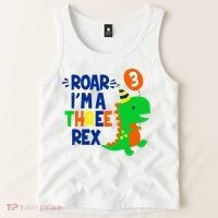Roar I'm A Three Rex Dinosaur 3rd Birthday Boy 3 Years Bday Tank Top thumb 2