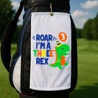 Roar I'm A Three Rex Dinosaur 3rd Birthday Boy 3 Years Bday Golf Towel thumb 2