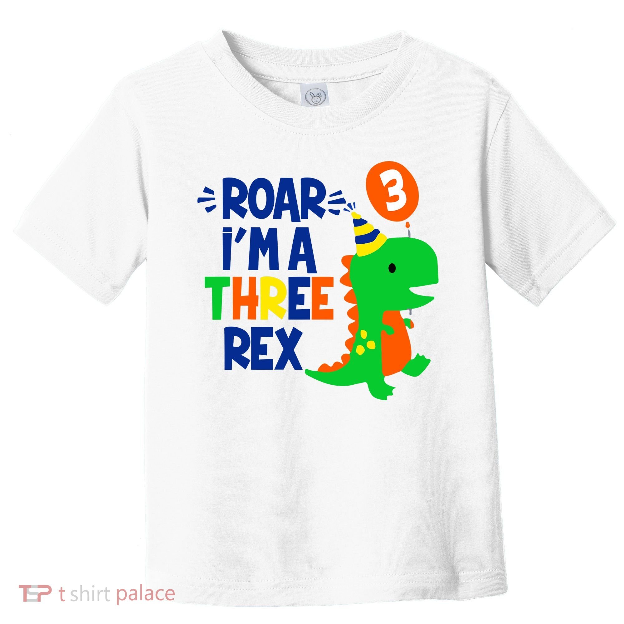 Roar I'm A Three Rex Dinosaur 3rd Birthday Boy 3 Years Bday Toddler T-Shirt