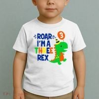 Roar I'm A Three Rex Dinosaur 3rd Birthday Boy 3 Years Bday Toddler T-Shirt thumb 2