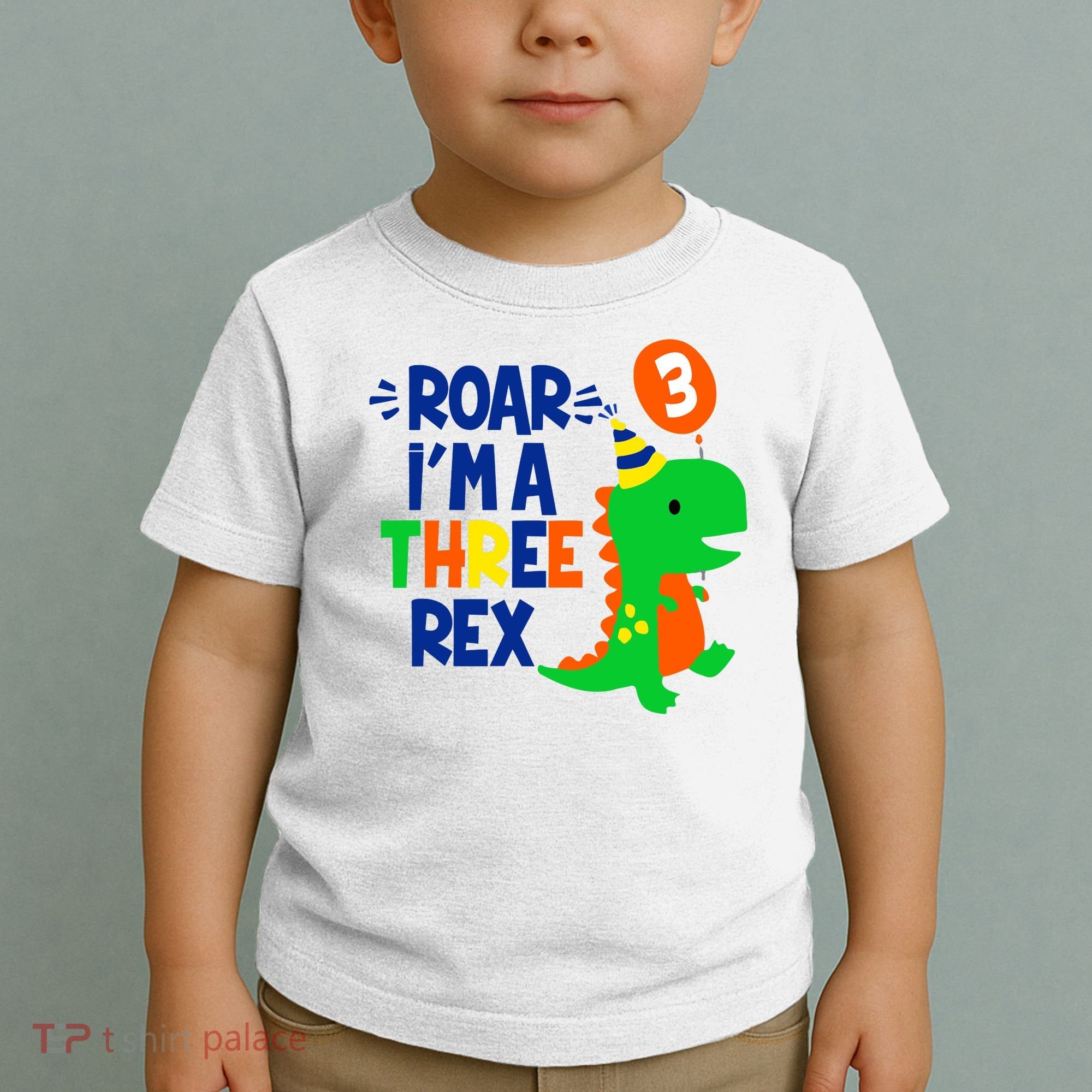 Roar I'm A Three Rex Dinosaur 3rd Birthday Boy 3 Years Bday Toddler T-Shirt