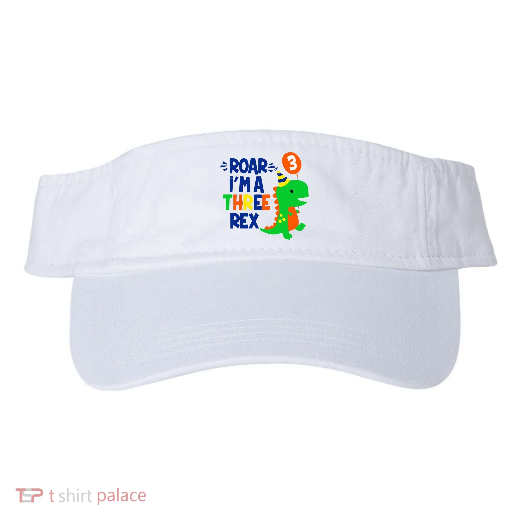 Roar I'm A Three Rex Dinosaur 3rd Birthday Boy 3 Years Bday Visor