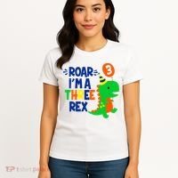 Roar I'm A Three Rex Dinosaur 3rd Birthday Boy 3 Years Bday Women's T-Shirt thumb 4