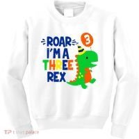 Roar I'm A Three Rex Dinosaur 3rd Birthday Boy 3 Years Bday Kids Sweatshirt thumb 0