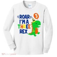 Roar I'm A Three Rex Dinosaur 3rd Birthday Boy 3 Years Bday Kids Long Sleeve Shirt thumb 0