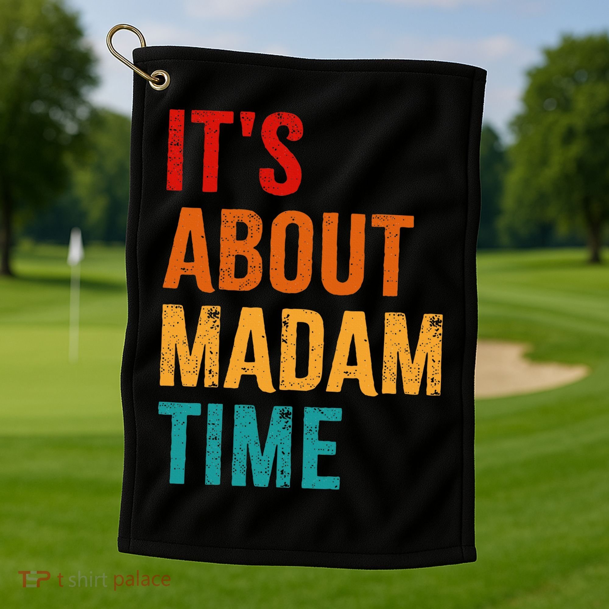Retro ItS About Madam Time Golf Towel
