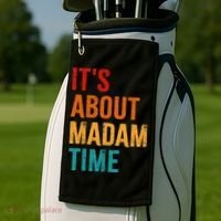 Retro ItS About Madam Time Golf Towel thumb 2