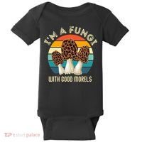 Retro I’M A FUNGI with GOOD MORELS Funny Morel Meme Baby Bodysuit thumb 0