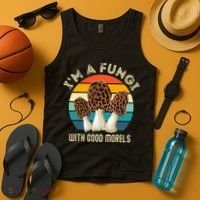 Retro I’M A FUNGI with GOOD MORELS Funny Morel Meme Tank Top thumb 4