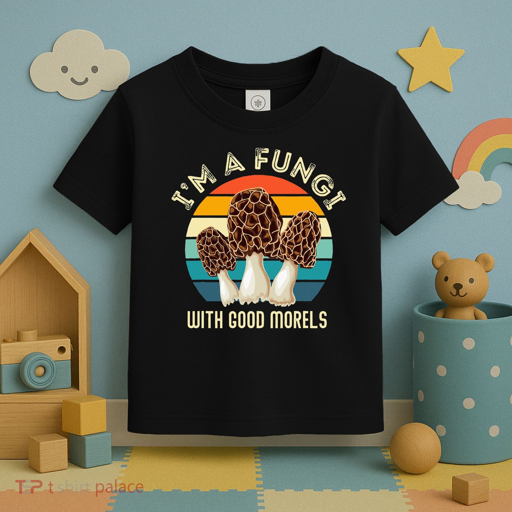 Retro I’M A FUNGI with GOOD MORELS Funny Morel Meme Toddler T-Shirt
